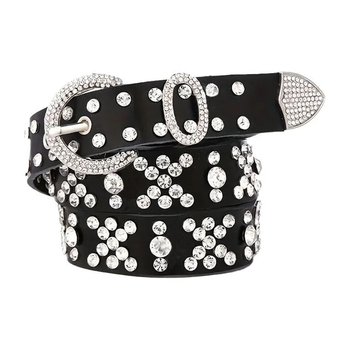 Black Rhinestone Bling Western Belt