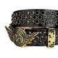 Angel Wings Buckle Black Strap Rhinestone Studded Belt