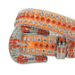 Orange Strap Orange & Crystal Rhinestone Studded Belt