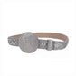 Globe Buckle Silver & Crystal Rhinestone Studded Belt