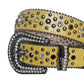 Diamond & Black Studded Rhinestone Belt with Yellow Strap