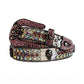 Skull Multi-Strap Pink & Multicolor Rhinestone Belt
