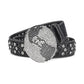 Globe Buckle Black & Crystal Rhinestone Studded Belt