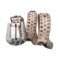 Skull Beige Strap Gold & Silver Rhinestone Belt
