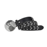 Globe Buckle Black & Crystal Rhinestone Studded Belt