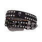 Skull Buckle Black Strap Black & Crystal Rhinestone Studded Belt