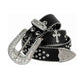 Engraved Cross Buckle Black Strap Rhinestone Studded Belt