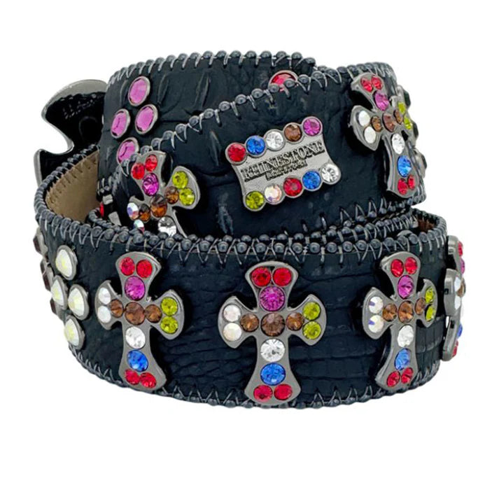 Multicolor Cross Rhinestone Bling Belt