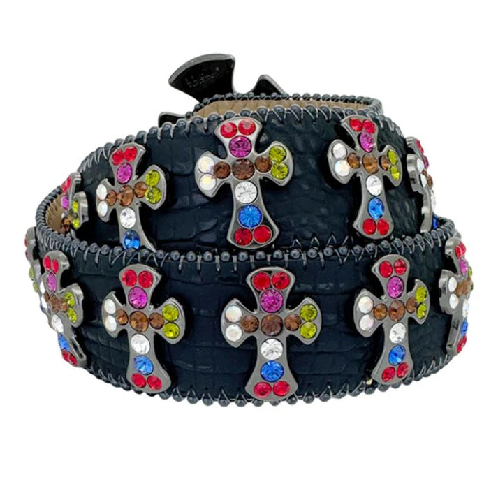 Multicolor Cross Rhinestone Bling Belt