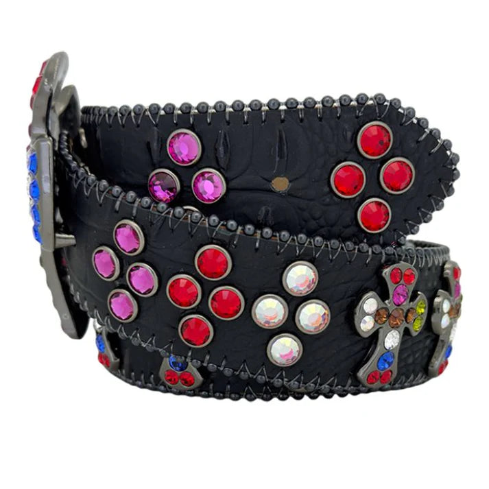 Multicolor Cross Rhinestone Bling Belt
