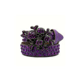 Purple Skull Punk Rhinestone Studded Belt