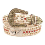 Skull Wings Rhinestone Studded Statement Belt