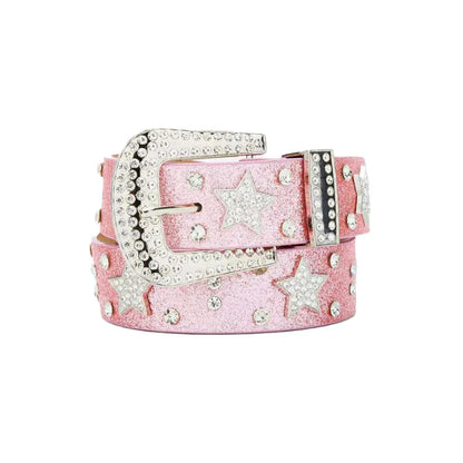 Pink Glitter Star Bling Rhinestone Belt