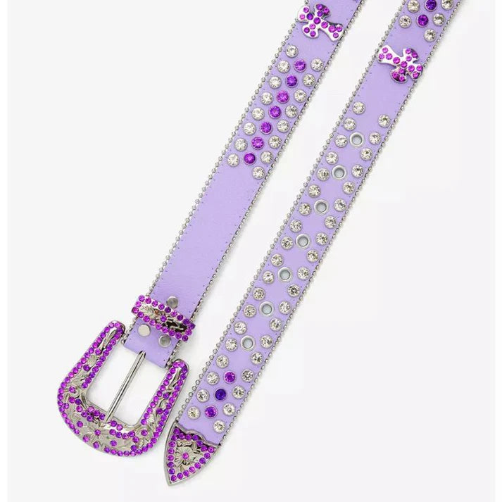 Purple Rhinestone Cross Western Belt