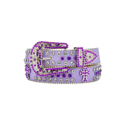 Purple Rhinestone Cross Western Belt