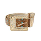 Camel Rhinestone Studded Western Belt