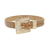 Camel Rhinestone Studded Western Belt