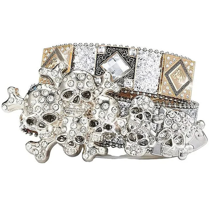 Blinged-Out Skull Rhinestone Belt