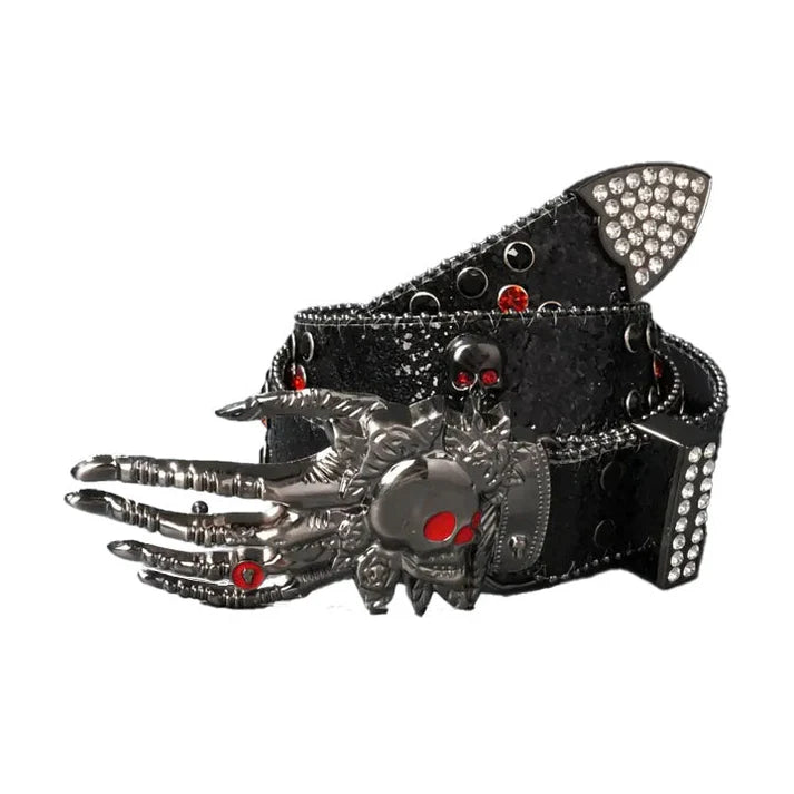 Gothic Skeleton Hand Buckle Western Belt