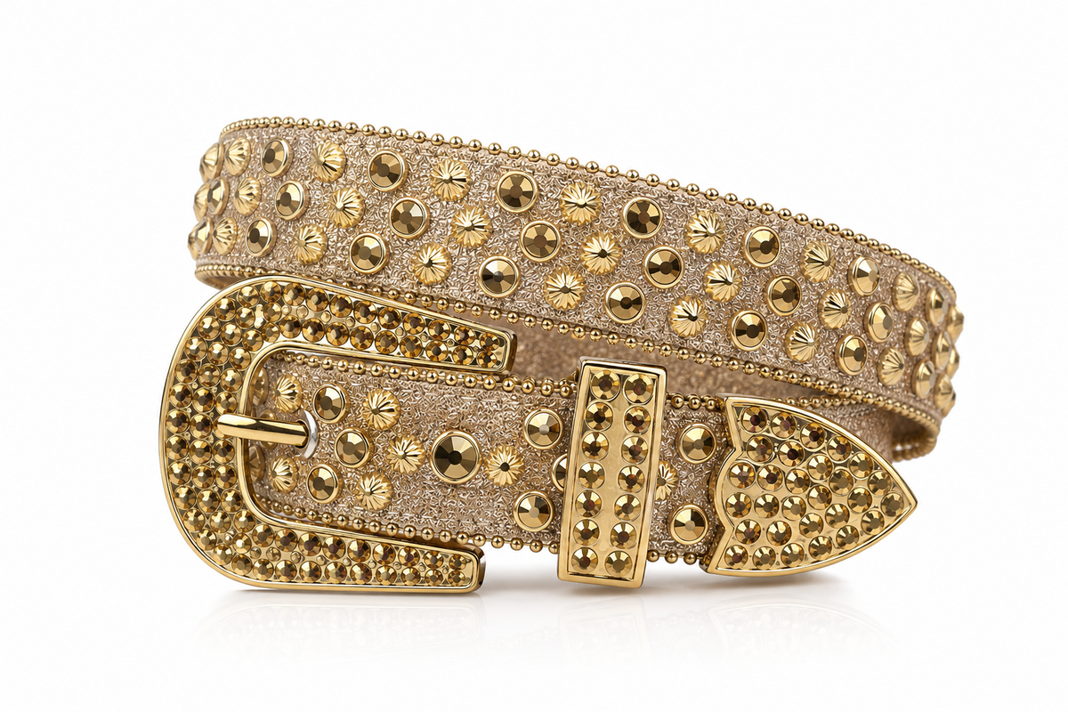 Gold Strap Gold Crystal Rhinestone Belt