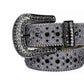 Glitter Grey Black Studded Rhinestone Belt