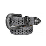 Glitter Grey Black Studded Rhinestone Belt