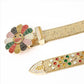 Flower Buckle Gold Strap Multi-Color Rhinestone Studded Belt