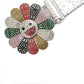 Flower Buckle Silver Strap Multi-Color Rhinestone Studded Belt
