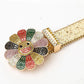 Flower Buckle Gold Strap Multi-Color Rhinestone Studded Belt
