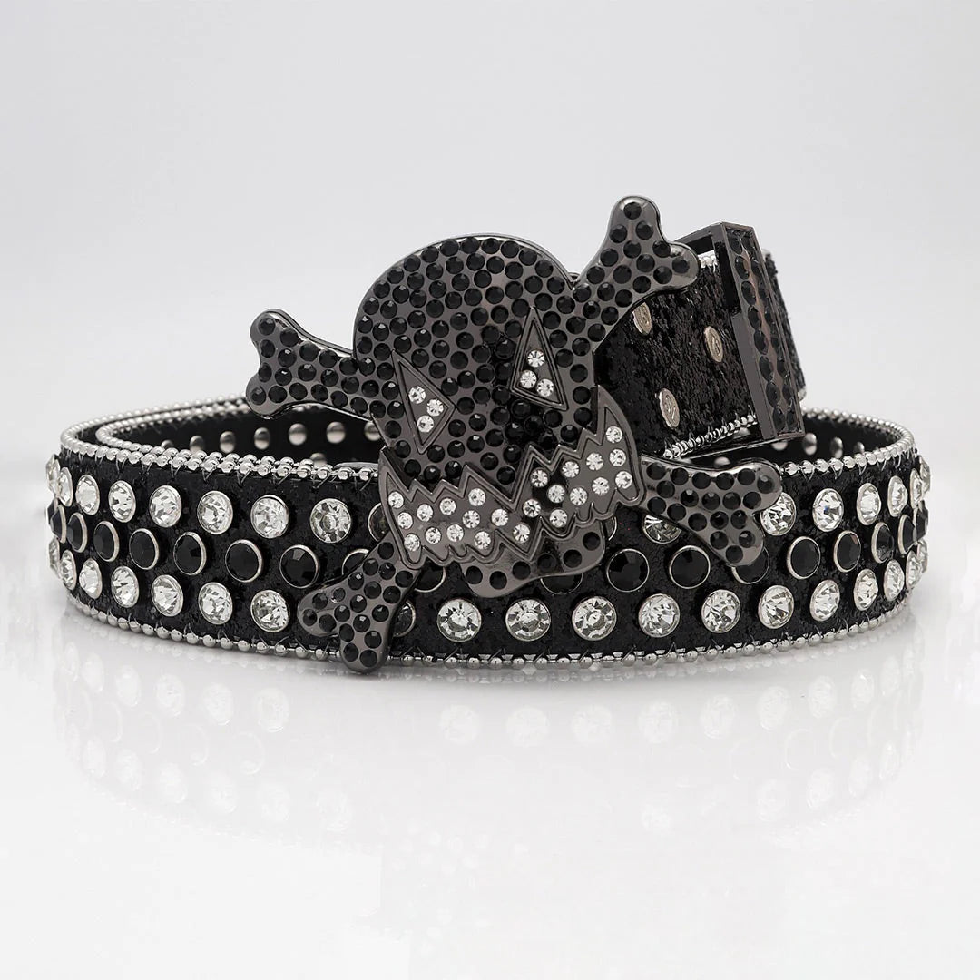 Gengar Buckle Black & Crystal Rhinestone Studded Belt