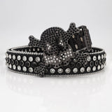 Gengar Buckle Black & Crystal Rhinestone Studded Belt