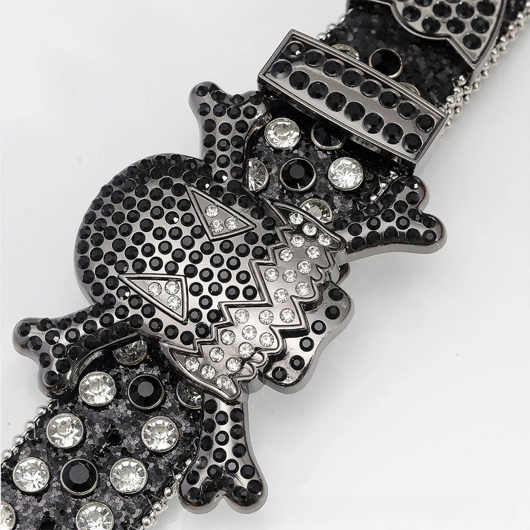 Gengar Buckle Black & Crystal Rhinestone Studded Belt